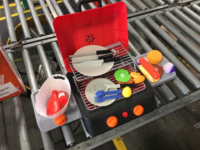 Photo 2 of ***missing several items, please check picture*** Kids BBQ Grill Playset, Kitchen Toy Set with Pretend Smoke, Light, Sound & Color-Changing Food, Play Kitchen Accessories, Indoor Outdoor Cooking Toy for Boys Girls Kids