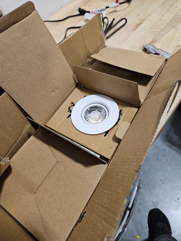 Photo 1 of POPANU Canless Recessed Gimbal Downlight Rotatable-Spotlight 5 CCT 3 Inch Eyeball Ceilling Potlight, Dimmable Recessed Lights Fixture with Junction Box, 8W CCT Adjustable, White Round Trim, 6 Pack