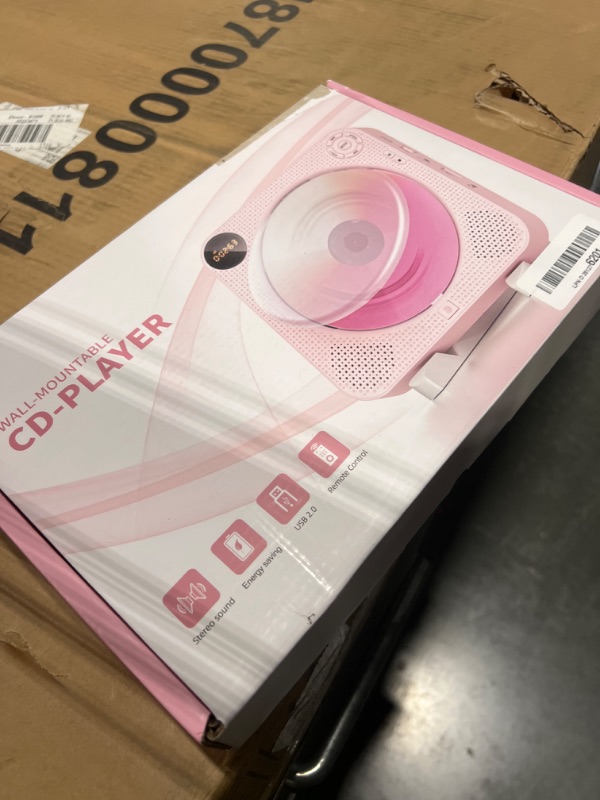 Photo 1 of CD Player Portable, Bluetooth CD Player with Speakers Small CD Player for Home with Remote Control FM Radio Digital Screen Headphone Jack, Wall CD Player Support AUX in Cable&USB,Pink Kpop CD Player