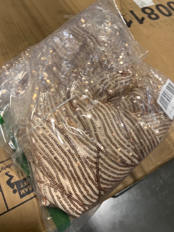Photo 1 of One Shoulder Tassel Sleeve Flapper Dresses 1920s Gastby Gold Sequins Maxi Dress (L,Gold)