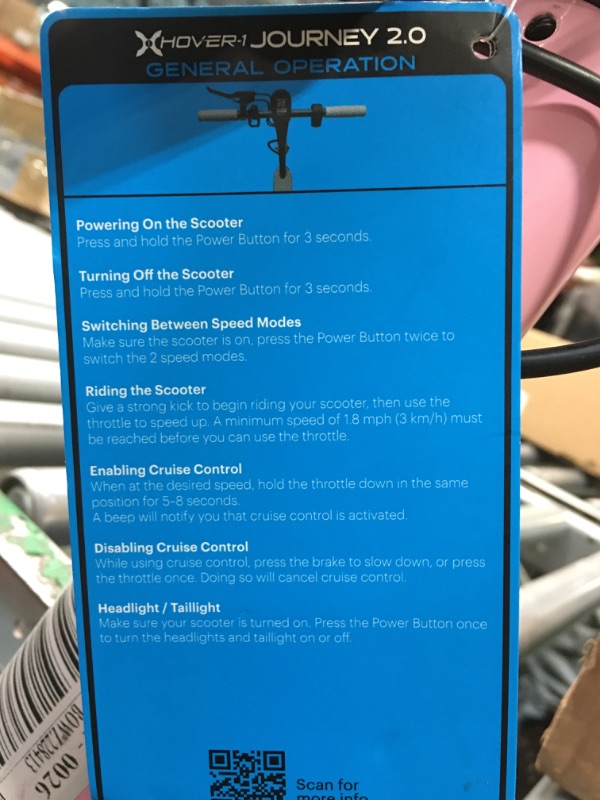 Photo 4 of ***No Charger, test item already. To operate this item, need read instruction tag. Works perfect.*** Hover-1 Journey 2.0/Max Foldable Electric Scooter for Adults with 300W/700W Brushless Motor, 15-19 mph Max Speed, 16-26 Mile Range, 8.5” Air-Filled Tires,