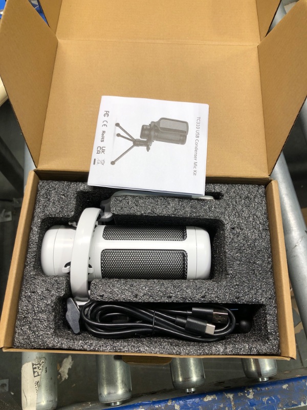 Photo 1 of TONOR Gaming Microphone, RGB PC Microphone, Cardioid Condenser USB Mic with Adjustable Light Modes & Brightness, Quick Mute, Gain Control, for LiveStreaming, Recording, PS4/5, Mac, TC310 White