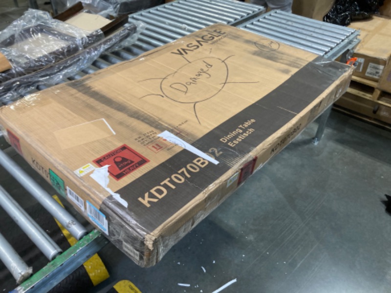 Photo 1 of VASAGLE Dining Table Set for 4, Kitchen Table with 2 Benches, 43.3 x 27.6 x 29.5 Inches Dining Room Table, 38.2 x 11.8 x 19.7 Inches Bench, Heather Greige and Ink Black UKDT070B02