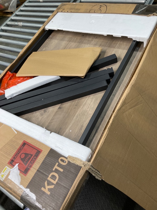 Photo 1 of VASAGLE Dining Table Set for 4, Kitchen Table with 2 Benches, 43.3 x 27.6 x 29.5 Inches Dining Room Table, 38.2 x 11.8 x 19.7 Inches Bench, Heather Greige and Ink Black UKDT070B02