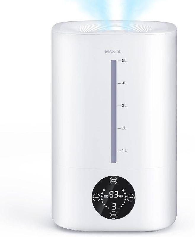 Photo 1 of 
5L Humidifiers for Bedroom, 50H Runtime Humidifier for Large Room, Ultra-Quiet 28dB Cool Mist Air Humidifier for Home Baby Nursery & Plants, Auto...