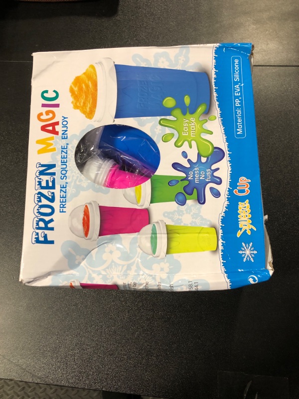 Photo 1 of Slushie Cup, 2 Pack Slushy Maker Cup, Frozen Magic Squeeze Cups for Juice Milk Yogurt Ice Cream Make, DIY Smoothie Cooling Cup with Lid & Straw for Kids Friends Family (Blue+Pink)