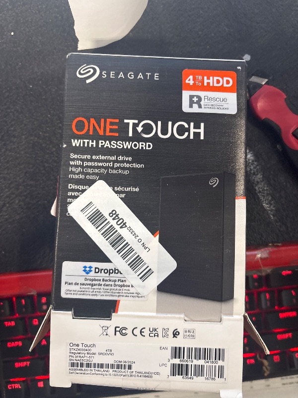 Photo 2 of *ENCRYPTED* Seagate One Touch, 4TB, Password Activated Hardware encryption, Portable External Hard Drive, Portable External Hard Drive, PC, Notebook & Mac, USB 3.0, Black (STKZ4000400)