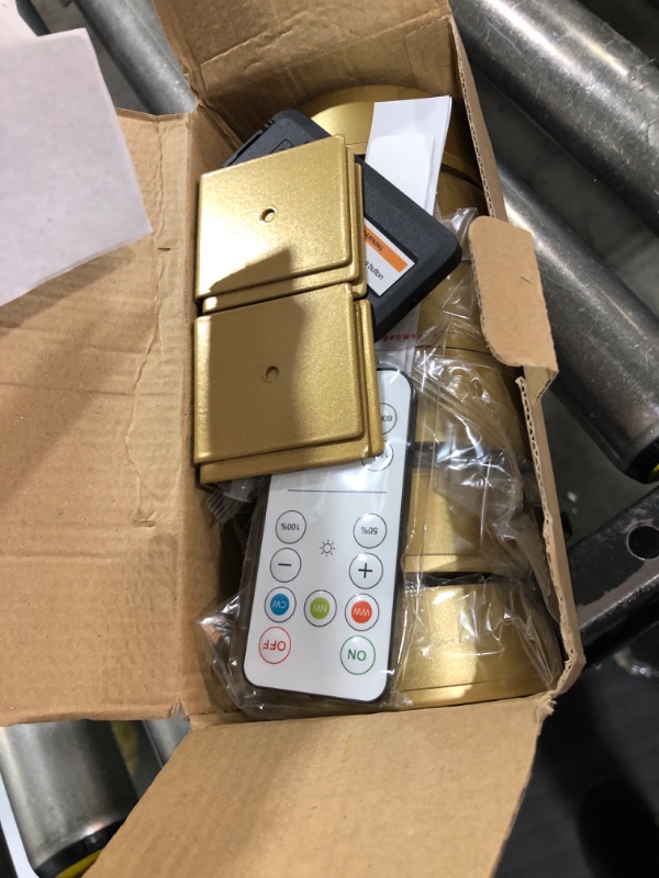 Photo 1 of 6Pcs Picture Light Battery Operated, 13 RGB Color Magnetic Led Art Display Light for Picture Frame, Battery Powered Painting Light with Remote, Wireless Party Home Wall Decor Puck Lights, Gold-RGB