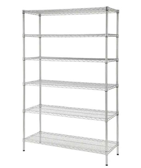 Photo 1 of 6-Tier Commercial Grade Heavy Duty Steel Wire Shelving Unit in Chrome (48 in. W x 72 in. H x 18 in. D)
