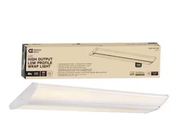 Photo 1 of 4 ft. 7500 Lumens LED Wraparound Light Garage Light Shop Light Office 120-277v 4000K Bright White 0 to 10 Volt Dimmable