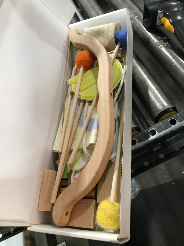 Photo 1 of Tislly Bow and Arrow for Kids, Wooden Kids Bow and Arrow Set Safe for Ages 3+, Indoor and Outdoor Archery Bow Gift Toys for Children, Boys & Girls, Includes 5 Arrows, 5 Fruit Targets, 1 Cotton Quiver