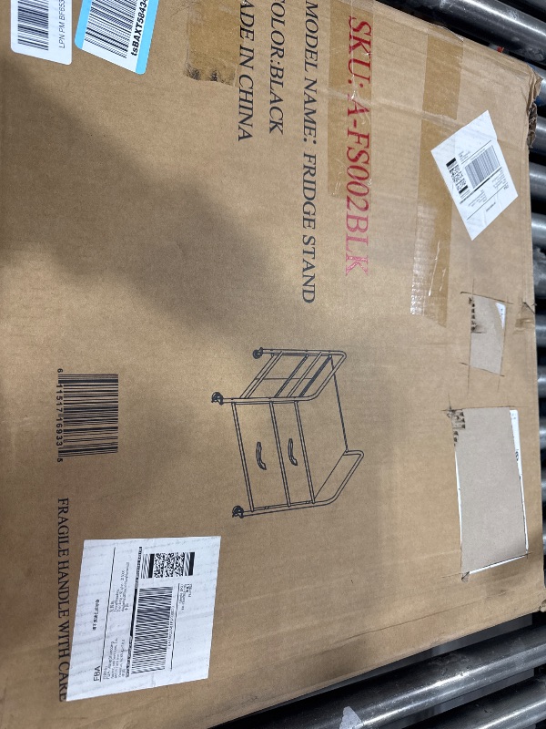 Photo 1 of EazeHome Mini Fridge Stand, Fridge Stand with Storage, 2 Drawer Fridge Cart, Organizer Unit for Mini Fridge, Fridge Stand with Metal Frame and Fabric Drawers, Mini Fridge Table with 4 Swivel Wheels