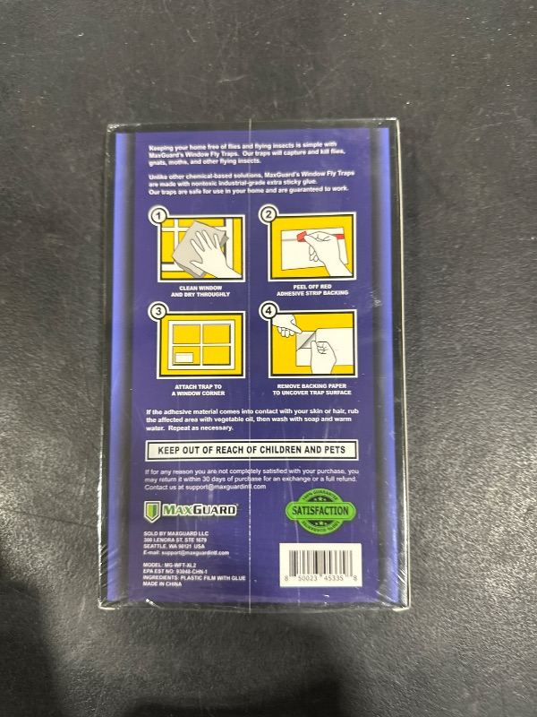 Photo 2 of MaxGuard Window Fly Traps (60 XL Traps) Catch & Kill Houseflies, Flying Insects & Bugs. Non-Toxic Sticky Glue Traps Fly Killer Clear Strip Insect Catcher Safe No Zapping with Zapper |