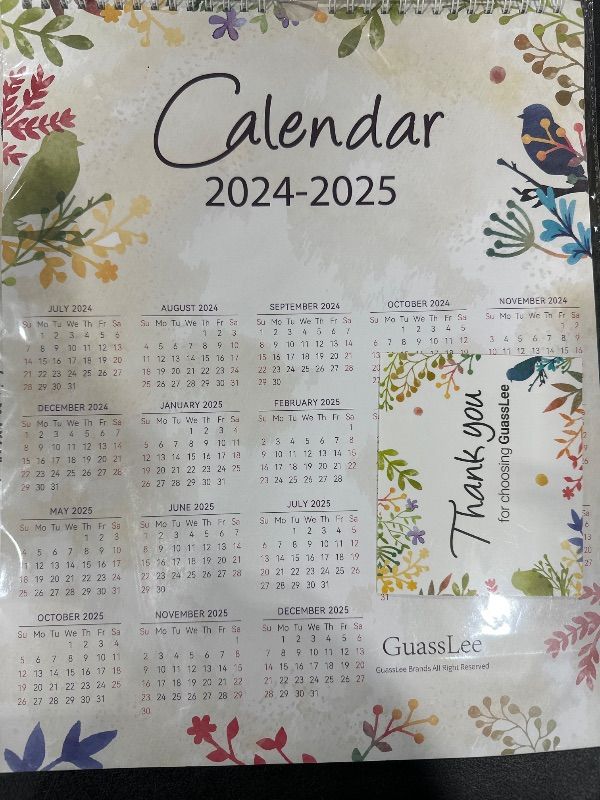 Photo 1 of GuassLee Wall Calendar 2024-2025, Floral Vibes Calendar Wall 2024, 18-Months Hanging Calendar Jul. 2024 to Dec. 2025, 14” x 11” Monthly Planner Wall with Thick Paper for Office School Home Teacher