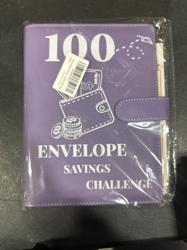 Photo 2 of 100 Envelopes Money Saving Challenge Binder, 2024 New A5 Budget Binder with Cash Envelopes, 6 Rings Savings Challenges Book, Laminated Budgeting Planning Tracker to Save $5050,10,400, 500 Purple