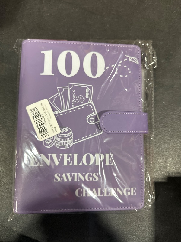 Photo 2 of 100 Envelopes Money Saving Challenge Binder, 2024 New A5 Budget Binder with Cash Envelopes, 6 Rings Savings Challenges Book, Laminated Budgeting Planning Tracker to Save $5050,10,400, 500 Purple