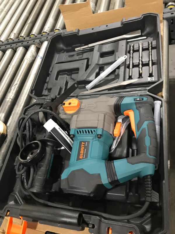 Photo 3 of 1-1/4 Inch SDS-Plus 13 Amp Heavy Duty Rotary Hammer Drill with Safety Clutch 4 Functions and Variable Speed, Including Chisels and Drill Bits
