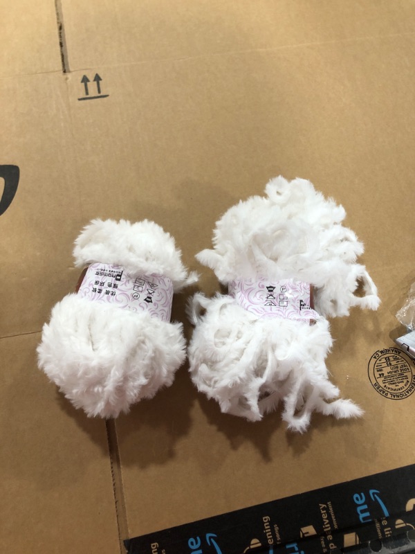 Photo 2 of 2 Pieces Skeins Soft Fur Yarn Fuzzy Fur Yarn Chunky Fluffy Faux Fur Yarn Eyelash Yarn Cream Fur Yarn for Crochet Blankets Rugs Clothes Knitting Projects, 30 Meters and 50 Grams for Each (White)