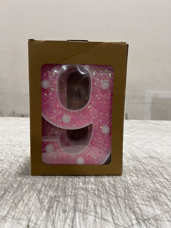 Photo 1 of Pooqla Marquee Numbers Lights, Light up Numbers Battery Powered, Glitter Lighted Numbers for Birthday Party, Shiny LED Numbers for Party for 90th Birthday Anniversary Decoration, Pink Number 90