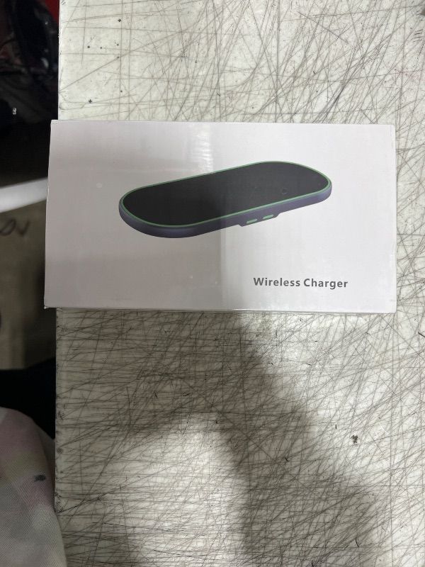 Photo 1 of Dual Wireless Charging Mat Fast Wireless Charger iPhone Wireless Charging Pad Station Qi 5 Coils 10W Large Multiple Devices Compatible with iPhone 12 11 X XS Max Samsung USB C Adapter Included