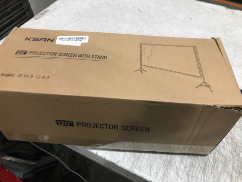 Photo 3 of 120 inch Projection Screen with Stand, 16:9 Foldable Anti-Crease, Movie Portable Projector Screen with Carrying Bag for Outdoor Indoor Home Theater, Office, Classroom, Party, Games