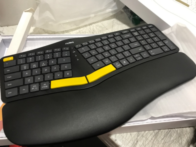 Photo 2 of Nulea Wireless Ergonomic Keyboard, Split Keyboard with Wrist Rest, USB-C Charging, 7-Color Backlight, Natural Typing, Bluetooth and USB Connectivity, Compatible with Windows/Mac