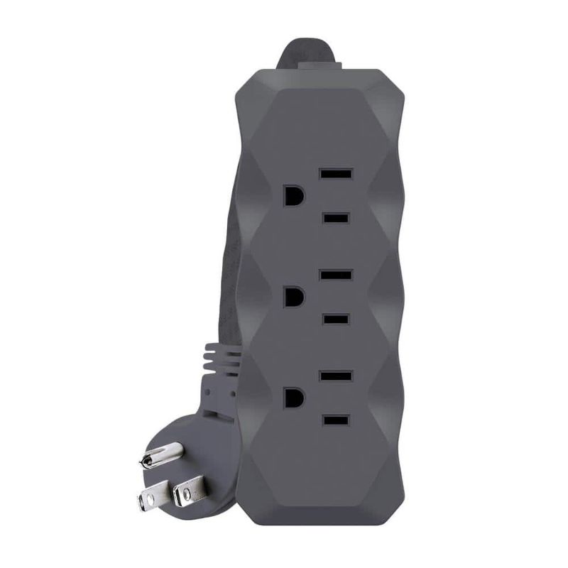 Photo 1 of 6 Ft. 3-Outlet Surge Protector Gray
