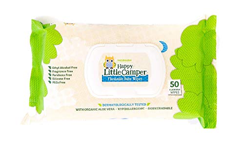 Photo 1 of Happy Little Camper Natural Flushable Wet Wipes with Aloe Vera and Vitamin E 2 PACK