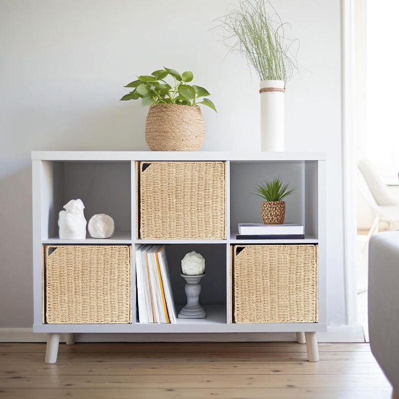 Photo 1 of AELS 13" Handwoven Natural Fibre Doors for Cube Storage Shelf, Set of 3, Boho Straw Shelf Cover for Bookcase & Open Bookshelf, Rustic Farmhouse Home Decor, Beige (Door ONLY)
