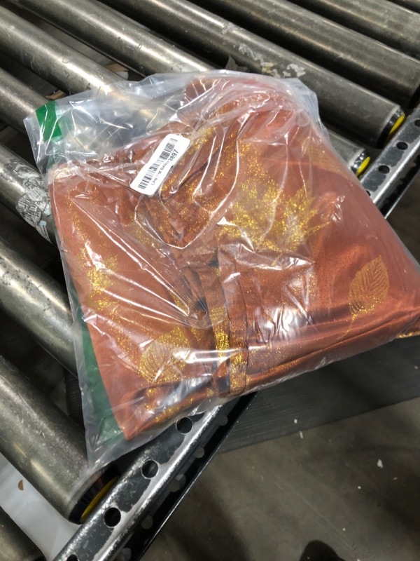 Photo 1 of Tegeme Rectangle Fall Tablecloth Thanksgiving Autumn Metallic Leaf Weave Damask Fabric Table Cover Spill Proof Easy Table Cloth for Harvest Holiday Party (60 x 120 Inches)