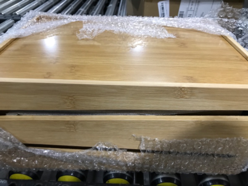 Photo 1 of AVLA 3 Pack Bamboo Storage Crates, Nesting Decorative Storage Organizer Box, Vintage Container Bin with Handles, Countertop Baskets Display Risers for Home, Kitchen Pantry Cabinet, Shelf, Counter