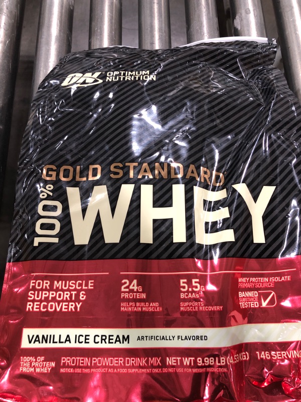 Photo 2 of Optimum Nutrition Gold Standard Whey Protein Powder, Vanilla Ice Cream - 10 lb packet EXP 04/21/2026