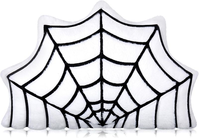 Photo 1 of Fanfanwin Spider Web Shaped Pillow Christmas Pillow Gifts 15.75 x 11.81 x 3.94 Inch Throw Cushion Pillow Artificial Rabbit Fur Pillow for Home Sofa Bed Couch Bedroom Christmas Party(White Background)