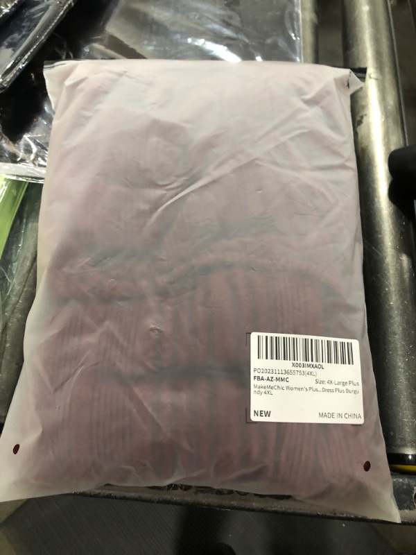 Photo 1 of MakeMeChic Women's Plus Size Ribbed Knit Long Sleeve Scoop Neck A Line Flared Short Dress Plus Burgundy 4XL