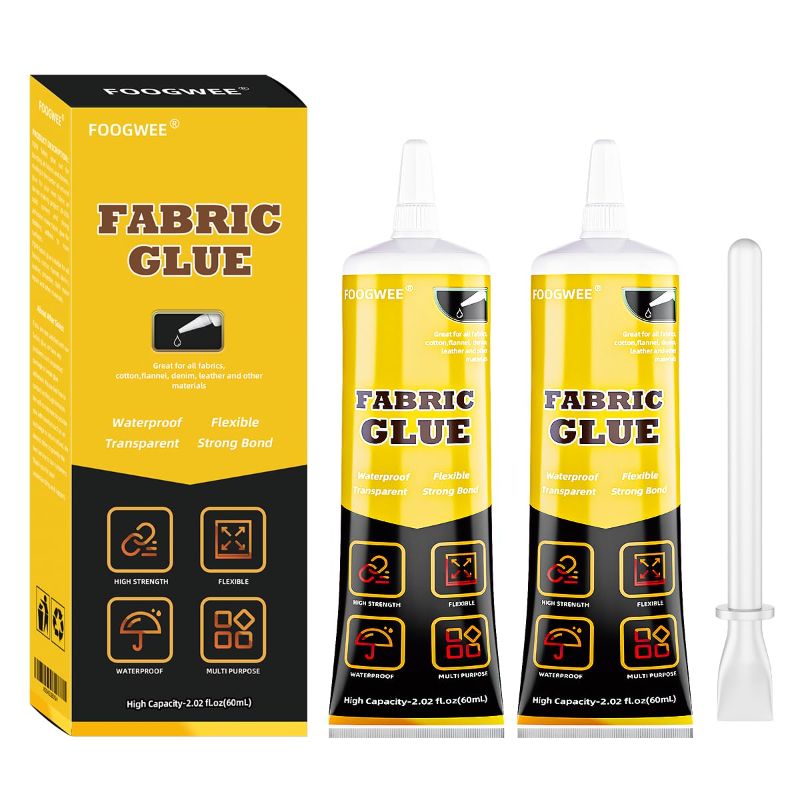 Photo 1 of 2Pcs Fabric Glue Permanent - 60ml Sewing Glue for Clothing Permanent Washable, Liquid Fabric Mighty Glue for All Leather, Fabrics, Denim, Flannel, Cotton, Doll, Polyester Repair and More…
