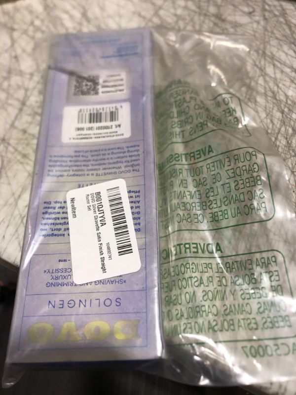 Photo 1 of DOVO Silver Shavette Satin Finish Straight Razor Set, Black