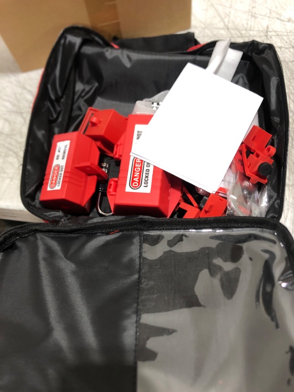 Photo 1 of smseace 49Pack Electrical Lockout Tagout Kit -Clamp-On Circuit Breaker Lockout, Lockout Hasps, Lockout Tag, Universal Breaker with Red Bag Industrial Lockout & Tagout Kits