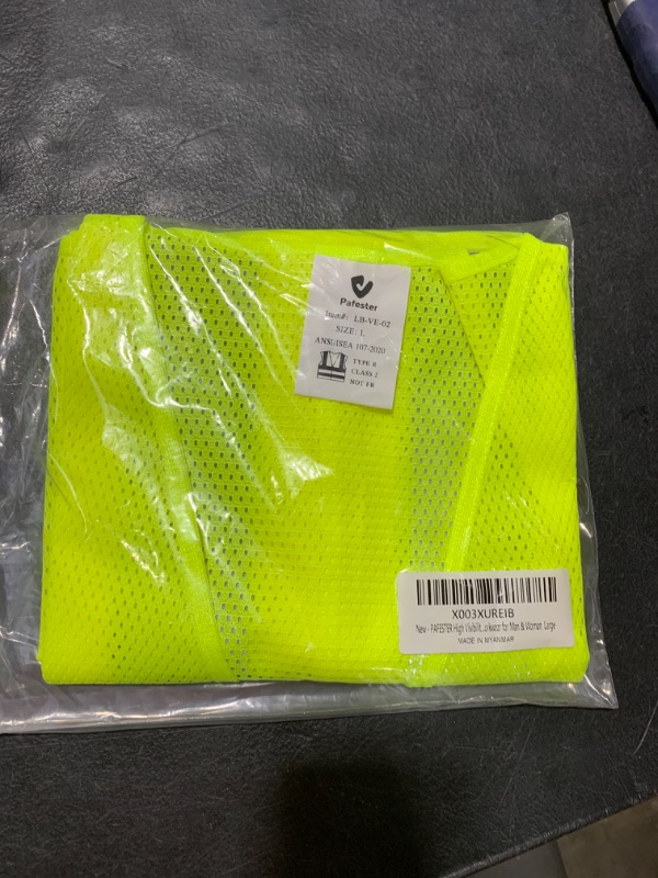 Photo 1 of PAFESTER Yellow Reflective Hi-Vis Safety Vests ANSI Class 2 Work Vests Workwear Waistcoat with Zipper Breathable Mesh Security Vest-L