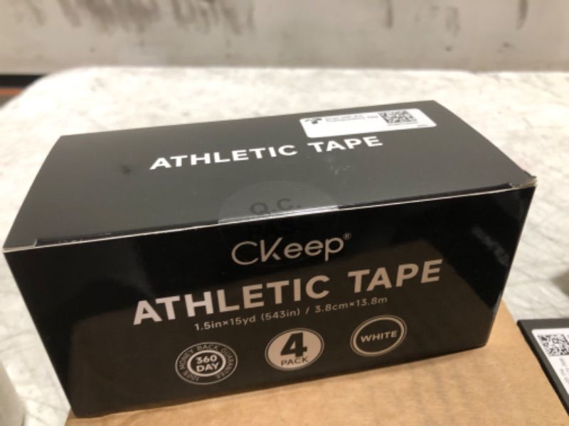 Photo 2 of CKeep Athletic Tape,4 Pack White Sports Tape, Very Sturdy No Glue Residue,Wrist Ankle Tape for Muscle,Climbing,Boxing,Athletes,Baseball Bats,Strains,Sprains,Injuries?1.5 Inches?