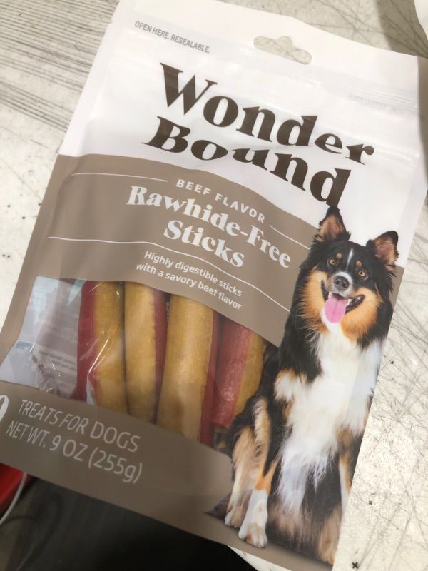 Photo 1 of  Wonder Bound Beef Flavor Dog Treat Sticks - 10 Count - Rawhide-Free, Dental Health Chews for Plaque & Tartar Control, Easy to Digest, Long-Lasting
Exp 04/20/2026