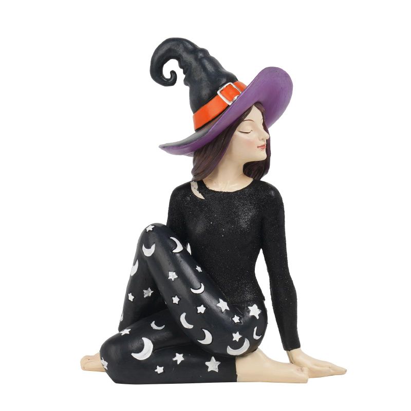 Photo 2 of Cynkeyee Halloween Party Decorations Witch Figurine - Resin Yoga Witch Decor Cute Halloween Decorations Indoor Modern Home Décor Coffee Table Shelf Halloween Table Décor 6.5 * 3 * 8 Inch