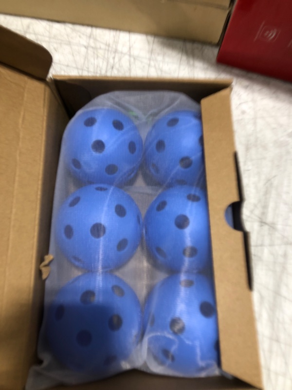 Photo 2 of Amoswiz Indoor Pickleball Balls, 6 Pack of 26 Holes Indoor Balls, Durable Pickle Balls for Training and Tournament