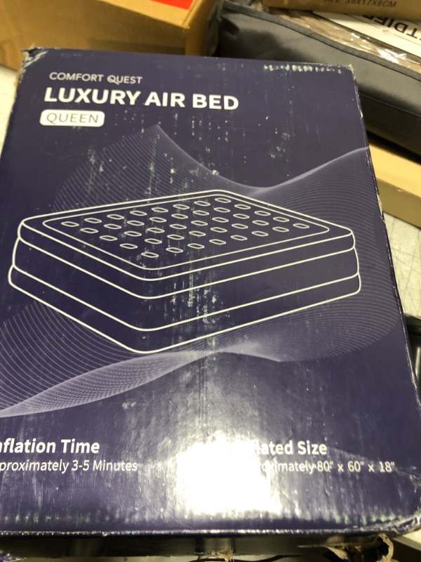 Photo 1 of  Air Mattress with Built in Pump, 18 Inch Elevated Quick Inflation/Deflation Inflatable Bed,Durable Blow Up Mattresses for Camping,Travel,Home,Guests,Indoor,Blue Portable Airbed
