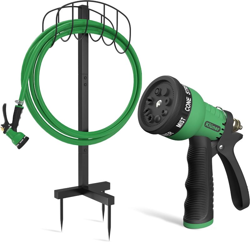 Photo 1 of KLUNER Garden Hose Holder Free Standing, includes 8 Pattern Sprayer, Free Standing Hose Holder, Garden Hose Hanger 125 Ft. Water Hose Holder Outdoor Hose Rack, Water Hose Holders For Outside