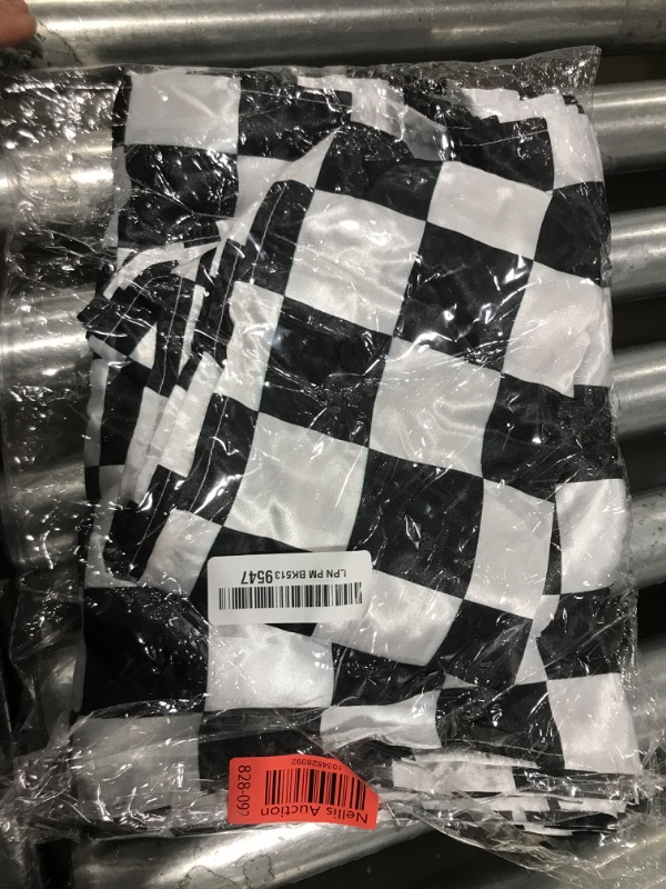 Photo 2 of 12 Pack Checkered Table Runner Black and White Checkerboard Racing Flag Road Theme Polyester Table Runners for Two Fast Birthday,Wedding Party Decorations Table Decor(12x72 Inch)