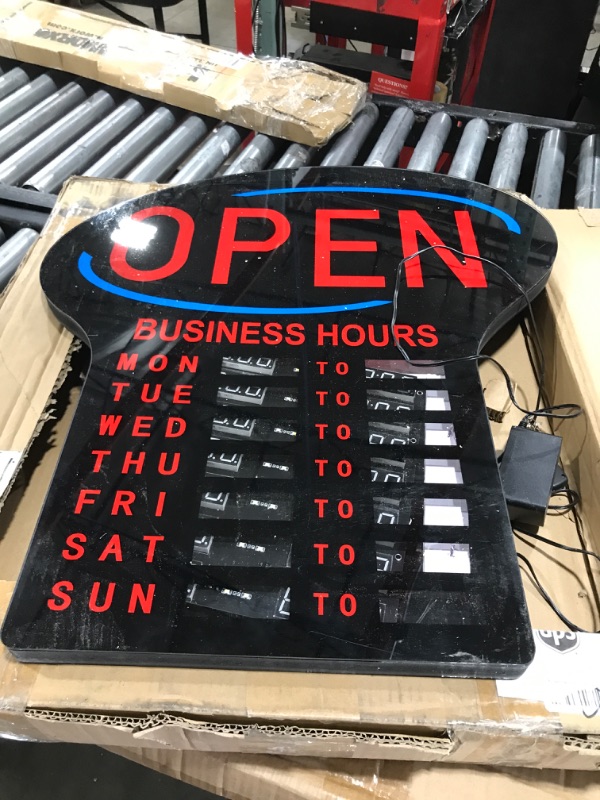 Photo 2 of Kanayu LED Business Open Sign Large Electronic Programmable Store Hours Sign with Instructions, 23.6 x 16.7 x 0.8 inches, Red and Black