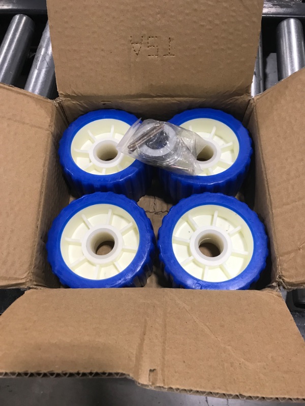 Photo 2 of JFATXTT 5"X3" Boat Trailer Roller Installation Aperture 9/8" Bow Stop for Boat Trailers Blue Bow Roller.