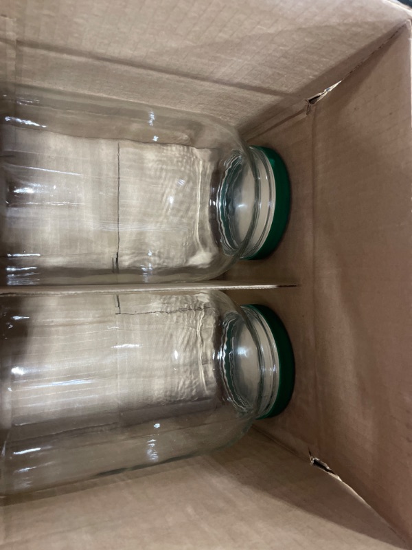 Photo 2 of 2 Pack - 1 Gallon Mason Jar - Glass Jar Wide Mouth with Plastic Lid - Container for Storing Dry Foods, Spices, Pasta, Legumes and Pet Food - Airtight Kitchen Storage (Green Cap)