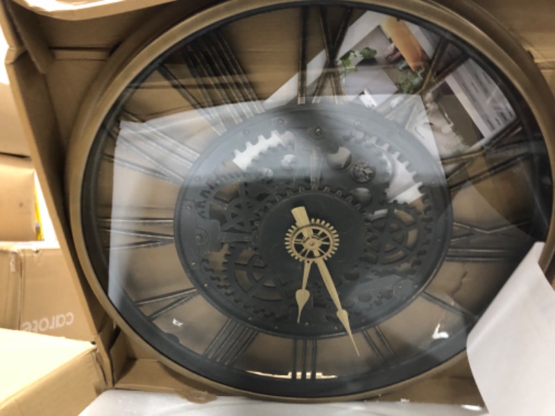 Photo 1 of AYRELY® 24IN Large Decorative Wall Clock - Oversized 3D Steampunk Roman Numeral Big Wall Clock, Vintage Industrial Steampunk Large Wall Clock for Living Room Décor