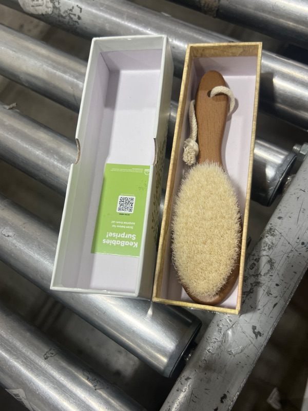 Photo 2 of Baby Hair Brush - Baby Brush with Soft Goat Bristles, Cradle Cap Brush, Perfect Scalp Grooming Product for Infant, Toddler, Kids, Newborns, Baby Girls, Boys (Dark Walnut, Oval)